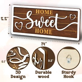WOODAMORE Home Sweet Home Sign Wall Decor - Wood Farmhouse Wall Sign for Home Decor, Plaque Wall Hanging Rustic Home Sign for Living Room, New House Gifts for Friend, Bedroom, Front Door