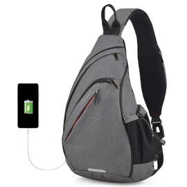 mixi Sling Bag Men Backpack Unisex One Shoulder Bag Hiking Travel Backpack Crossbody with USB Port Versatile Casual Daypack, Grey-17'', Daypack Backpacks