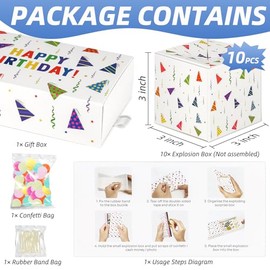 WenmthG Cumpleaños Sorpresa Caja de Regalos Explosión por Dinero - Caja de Regalo en Efectivo con Confeti - 10Pcs Caja de Regalo Pop out Explosion - Idea Regalo Dinero para Mujeres Hombres - Blanco