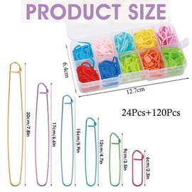 25 Pcs Stitch Holders for Knitting UK Set, Stitch Markers Knitting Accessories, 10 Colors & 120 Markers Crochet with 24 Pcs Stitch Holders for Knitting, Stitch Markers Clips for Blankets, Scarves