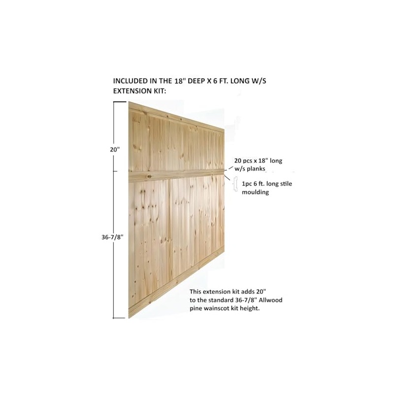 18" Allwood Pine Wainscot Extension Kit