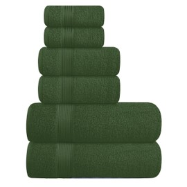 Belizzi Home Ultra Soft 6 Pack Cotton Towel Set, Contains 2 Bath Towels 28x55 inch, 2 Hand Towels 16x24 inch & 2 Wash Coths 12x12 inch, Ideal Everyday use, Compact & Lightweight - Olive Green