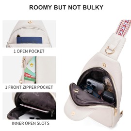 GOIACII Cossbody Bag for Women Anti Theft Travel Purse Sling Fanny Packs Leather Off White