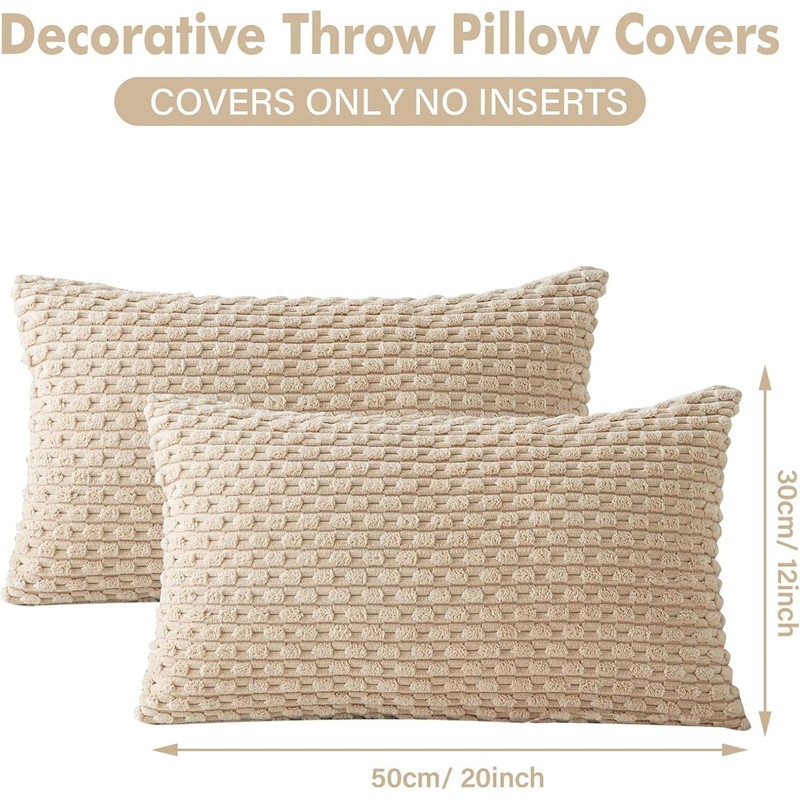 2Pcs Cushion Covers 30cm x 50cm, Corduroy Decorative Throw Pillow