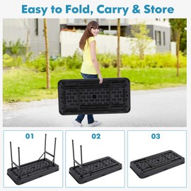 middow 4 Foot Ice Cooler Table, Folding Buffet Cold Food Keeper w/Removable Matching Skirt & Drain Plug, Portable Patio Outdoor Chilling Table, Cooler Server for Party, Picnic, Camping, Wedding, BBQ