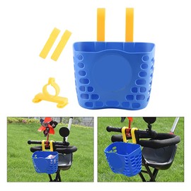 Kids Bike Basket - Cute Bicycle Front Handlebar Basket for Kids, Toddlers, Plastic Scooter Basket with Adjustable Straps for Outdoor Cycling for Boys Girls Kids (Blue)