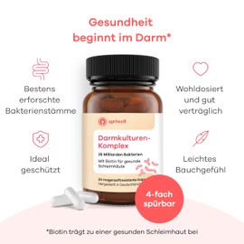 Apriwell Apriwell Darmkulturen-Komplex - Fructosefrei - 5 Milchs?urebakterien & Bifidobakterien - Mit Biotin fr die Schleimhaut - magensaftresistent - ohne Inulin - 60 vegane Kapseln