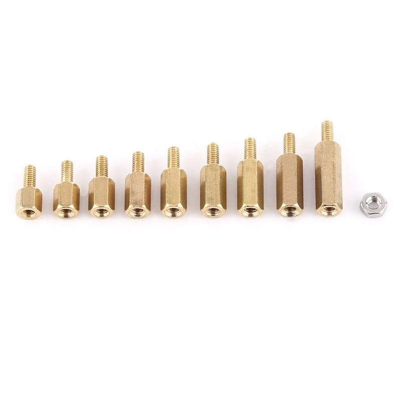 360pcs M2.5 Brass Male-Female Standoff + Stainless Steel Hex Nuts