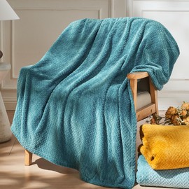 NEWCOSPLAY Super Soft Twin Blanket Dark Blue Premium Silky Flannel Fleece Leaves Pattern Lightweight Bed Blanket All Season Use (Dark Blue, Twin(60"x80"))