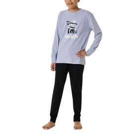 Schiesser Boy's Schlafanzug Set lang - 100% Organic Bio Baumwolle - Größe 140 bis 176 Pajama Set, grau-mel._181994,