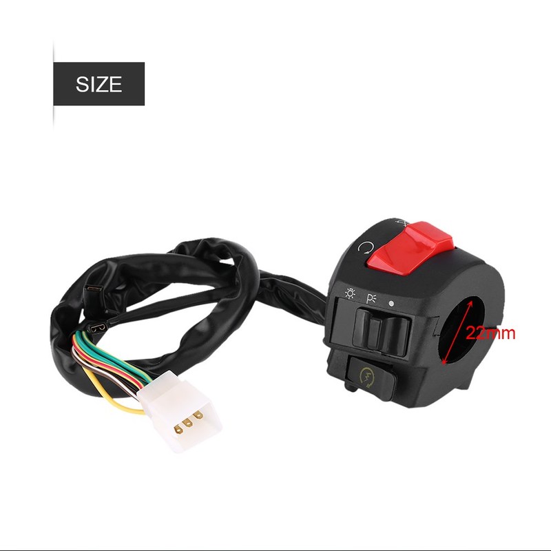 Motorcycle Handlebar Switch, 1 Pair 7/8inch Left & Right Motorcycle