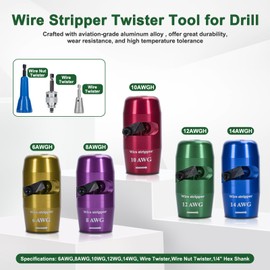 Wire Stripper Twister Tool for Drill 8 in 1 Electric Power Drill Wire Nut Twister Stripper with 1/4" Chuck for 6/8/10/12/14 AWG US Cable Pro Quick Stripping Spin Connectors Socket Twisting Wiring Tool