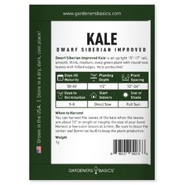 Kale Seeds for Planting, Heirloom, Non-GMO Vegetable Variety - Great for Indoor, Outdoor, and Hydroponics Gardening by Gardeners Basics (Dwarf Siberian Improved)