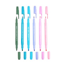 Erin Condren Colorful Wellness-Themed Dual-Tip Markers 6-Pack with Motivational Markers Set Featuring Wellness Prompts and Inspiration