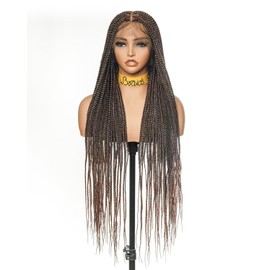 uBraids 36" Single-layer Full Lace Box Knotless Box Braided Wig for Black Women - Lightweight Synthetic Fully Handmade Braided Wig - Honey Blond