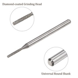 Kozelo 50pcs Diamond Grinding Bit - [1.5mm Dia 120 Grtis] Cylinder Head Carving Drill Bits Rotary Tool for Carving Polishing Use | 3mm Round Shank