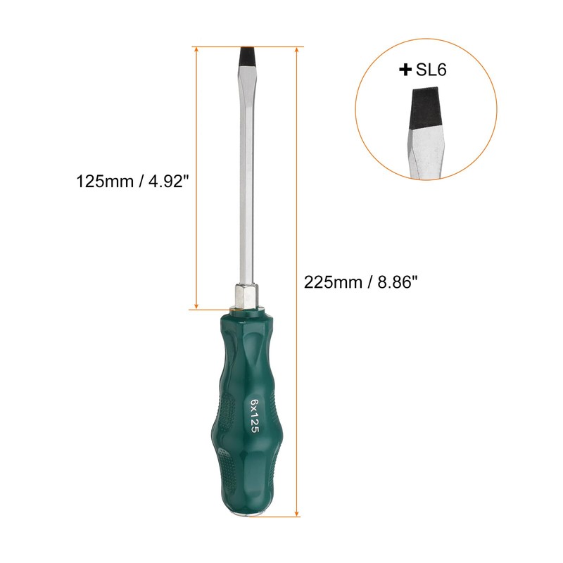 sourcing map 2pcs SL6 Flat Head Screwdriver 8.9" Magnetic Demolition
