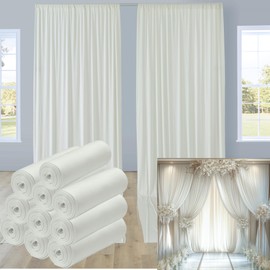50ftx12ft Ivory Backdrop Curtains for Wedding-Wrinkle Free Backdrops Curtain Drapes Fabric Decorations Photo Back Drop Cloth for Baby Shower Photography Stage Reception 10Panels 12ft(H) x 5ft(W)