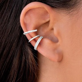 VRNGI Silver Ear Cuffs Non Piercing Silver Ear Cuff Earrings for Women Fake Piercings Cartilage Earrings Non Pierced Clip On Earrings Dainty Silver Earrings, silver, gold