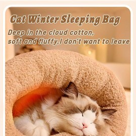 LSYZHX Cat Sleeping Bag, Soft Comfortable Cat Winter Sleeping Bag Cat Cave Bed, Cat Nest Bed for Dogs and Cats Up to 12 Pounds (Brown)