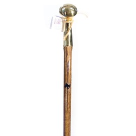 Walking Cane - Original Bubba Stik "Standard" Style Walking Stick with Brass Hame Handle. Made in Texas by Real Texans. (Jacobean, 39" Tall)