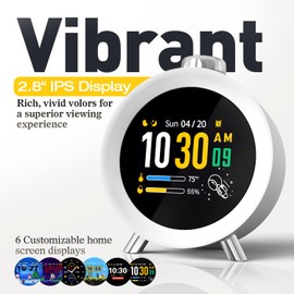 MOMILLA Alarm Clock with Colorful LCD Display, 4 Digital Alarm Clocks, Super Easy to Set, White Noise, Snooze for Heavy Sleepers, Kids/Adults/Teens, Loud Electric Desk Small Clock for Bedroom