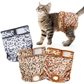 Wegreeco Cat Diapers, Cat Diapers for Male Female Spraying Incontinence, Reusable Adjustable Highly Absorbent (3 Pack, Medium)