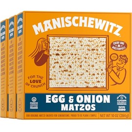 Manischewitz Egg & Onion Matzo, 10oz (3 Pack) Crisp & Delicious Flavored Matzo, Not Kosher for Passover
