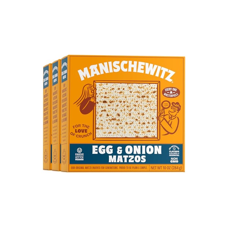 Manischewitz Egg & Onion Matzo, 10oz (3 Pack) Crisp &