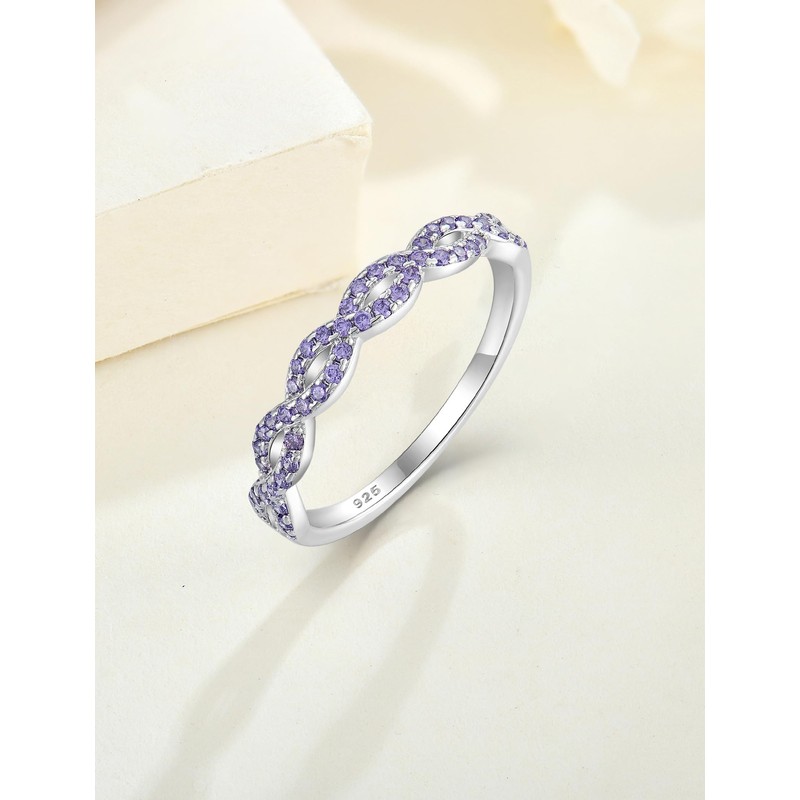 JIWOY Twisted Stackable Ring 925 Sterling Silver Infinity Ring Round