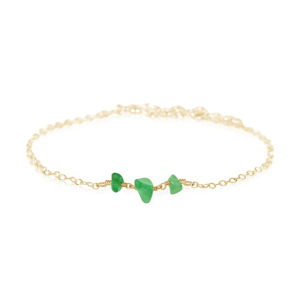Aventurine Beaded Chain Anklet in 14k Gold Fill