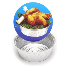 RASMACOR Pack of 100 Aluminium Bowls with Lids 21 cm, Heat Container 1400 ml, Disposable and Recyclable, Suitable for High Temperatures, Aluminium Container for Roasted Chicken