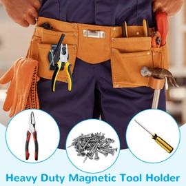 WSOQYEO Magnetic Tool Holder Strong Clip Magnets On Belt Holster for Wrench, Pliers, Screw Driver, Hammer, Screws, Nails, Sockets, Drill Bit, Magnetic Tool and Hardware Holder (2.17" Magnet)