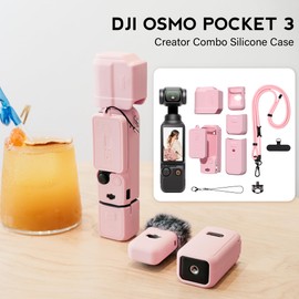 TYUANDOUER Pocket 3 Case & Neck Lanyard, Silicone Protective Case Cover Lens Screen Protector Compatible with DJI Osmo Pocket 3 Creator Combo, Adjustable Easy Carry Strap for DJI Pocket 3 - Grey