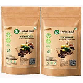 HerbsLand® Pure Bio Organic Hair Mask/Pack Powder for Hair Care | Hair Nourishment and Hairfall Control | Scalp with Anti-Dandruff Treatment | Double Filtered for Shiny Hair (100 gm)