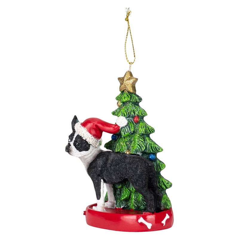 Kurt Adler Boston Terrier With Christmas Tree Ornament