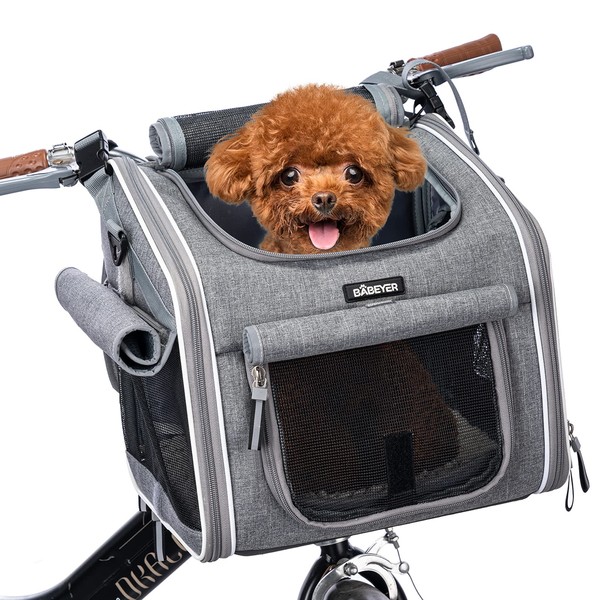 BABEYER Dog Bike Basket, Expandable Soft-Sided Pet Carrier Backpack with