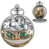 Tiong Silver Alice in Wonderland Pocket Watch Roman Numerals Quartz