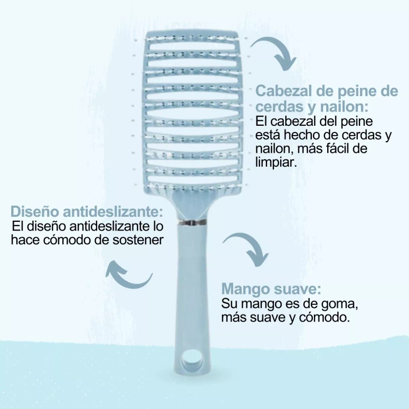 Veraly Cepillo Arqueado Desenredar Cabello Colores Pastel Hueco