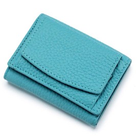 ZhaoCo Women's Small Purse with Coin Compartment, Genuine Leather Purse, Women's Mini Wallet with RFID Protection, Credit Card Holder for Women and Girls, Blue (sea blue), Casual