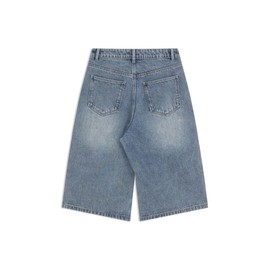 Aelfric Eden Denim Shorts Womens Vintage Washed Long-line Jorts Casual Y2K Baggy Unisex Oversized Streetwear Jeans Shorts Retro Blue 36