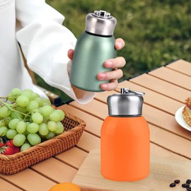 Mini 10oz Stainless Steel Water Bottle, 300ML Vacuum Insulated Water Bottle Leak Proof Sport Tumbler Cup Hot and Cold Water Bottle for Women Girls Kids Gift Milk Tea Lunch (Orange)