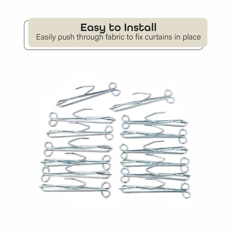 Fantasia Slip-in Drapery Hooks, 14 Pack - 3" Long, 1"
