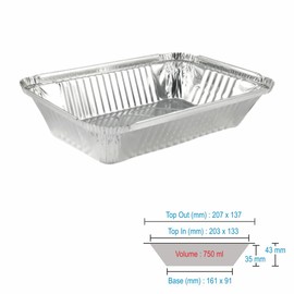 JMS we create smile 30 PCS x 750 ML Aluminium Foil Trays Food Container With Lids Disposable Silver Trays Large Tin Takeaway Storage Baking Roasting Freezing Cooking Meal prep