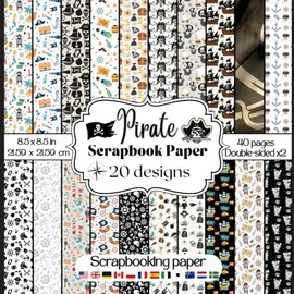 Pirate Themed Scrapbook Paper: Collection of double sided Pirate theme craft paper sheet supplies for scrapbooking, card making, collage and more DIY craft paper