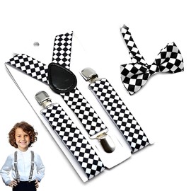 JUGUTA Hosenträger Kinder Fliege Kinder Sets, Y-Form Einstellbar Hosenträger, Verstellbare Fliege Und Hosenträger Im Set Für Jungen Und Mädchen, Fliege Set Für Körpergröße 85-135 Cm 1-10 Jahre