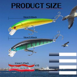 Gah Fishing Lure Kit Mixed Hard Baits Minnow Crankbaits Swimbait for Bass Pike Trout Salmon fit Saltwater and Freshwater Suspending Shallow Diving.