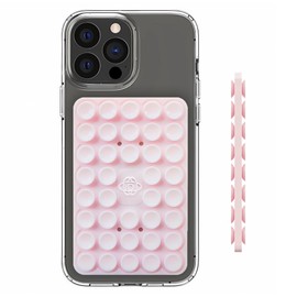 Mokiwala Silicone Double-Sided Suction Phone Grip Detachable - Car Dashboard/Mirror Phone Holder, Reusable, Waterproof, Stress-Relieving Mount for Selfies & Videos -iPhone & Android Compatible, Baby Pink