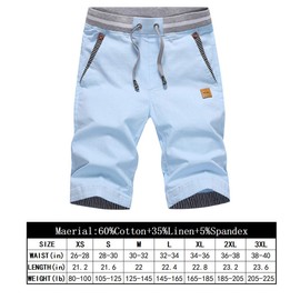 Tansozer Pantalones cortos casuales para hombre, ajuste clásico, con cordón, para verano, playa, cintura elástica y bolsillos, Azul-cielo, XX-Large