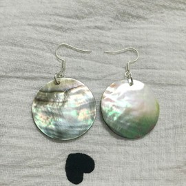 AMOR SPES Natural White Sea Shell Silver Drop Dangle Earrings Women Girl Gift Beach Jewelry (Black)